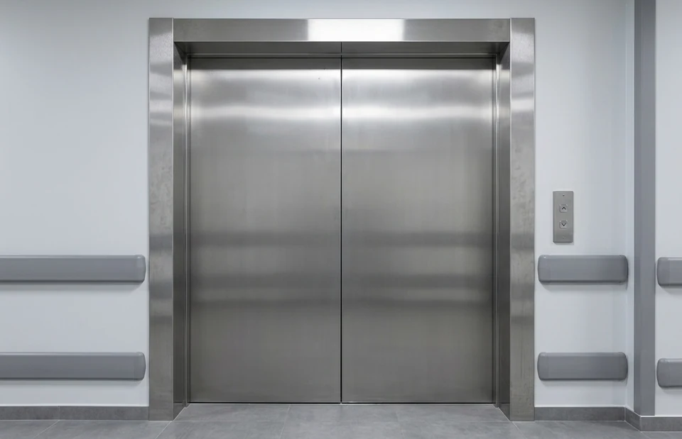 Portas hospitalares fechadas em aço inox